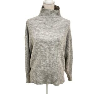 Divided Gray mock Neck Sweater Ribbed Texture high low hem oversized size small